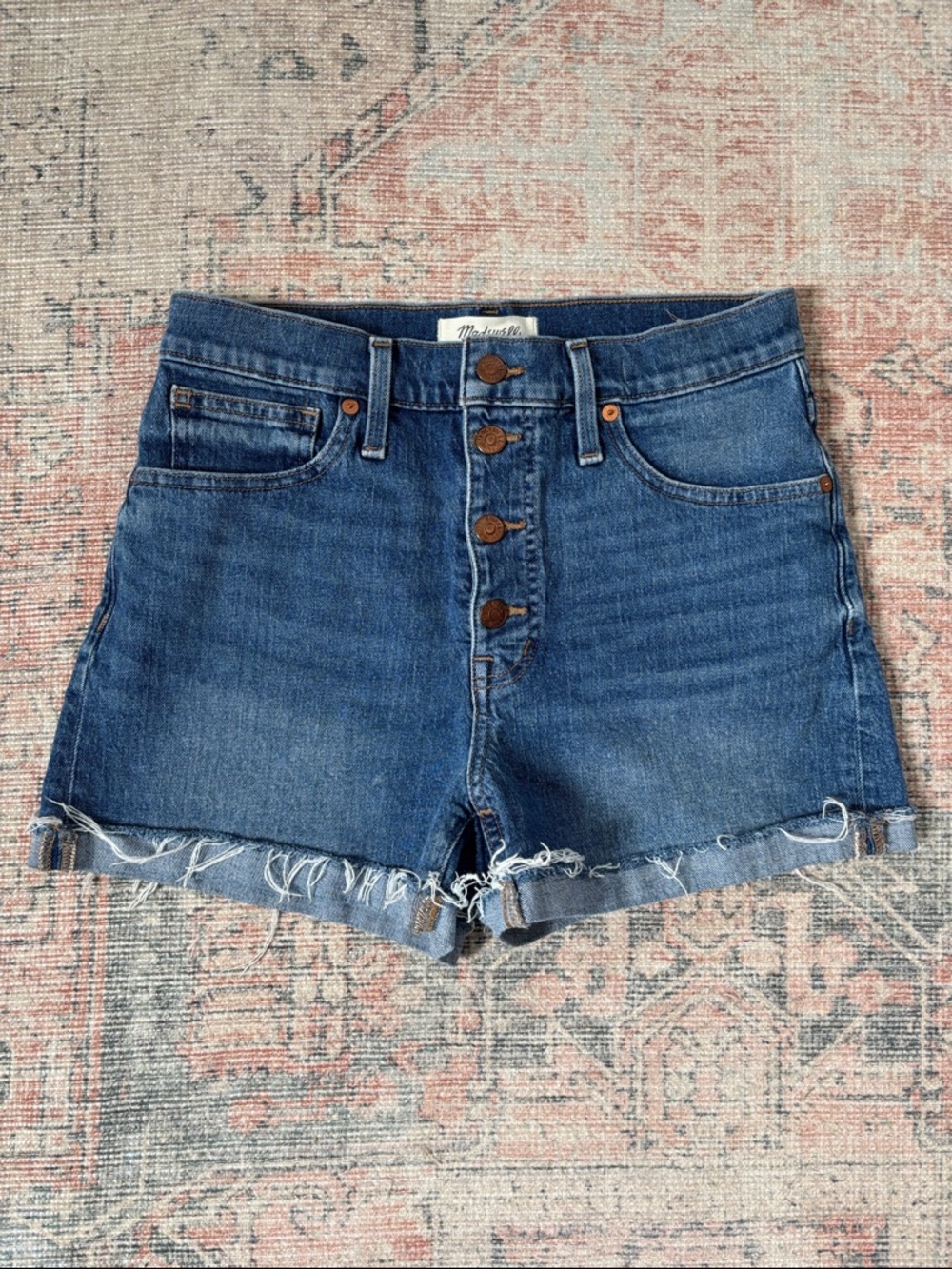 Madewell Blue Denim Button-Front Jean Shorts